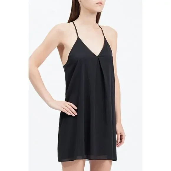 Alice + Olivia Fierra Y-back 100% Silk Racerback Slip Mini Dress Black Large - Picture 3 of 16